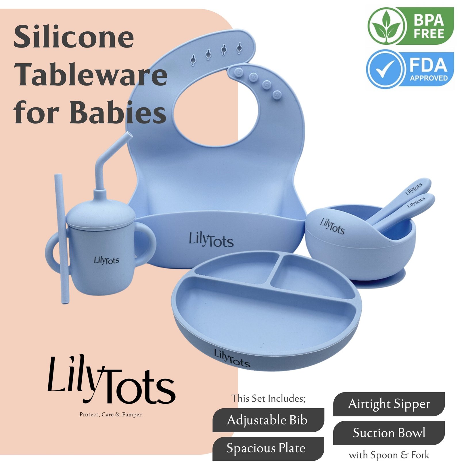 Remonda 23-Piece BPA-Free Silicone Baby Feeding Set - Suction Plates, Bowls, Spoons, Teethers, BLW E-Book (Green)