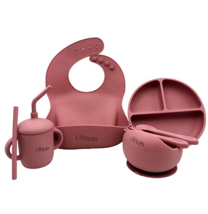 Lily-Tots-LilyTots-Silicone-Silicon-Feeding-Tableware-Set-Bowl-Plate-Bib-Cup-Sipper-Sippy-Baby-Babies-Child-Kid-Little-one-Toddlers-Self-Weaning-Neo-Wave-NeoWave-Retail-Rose-Taupe