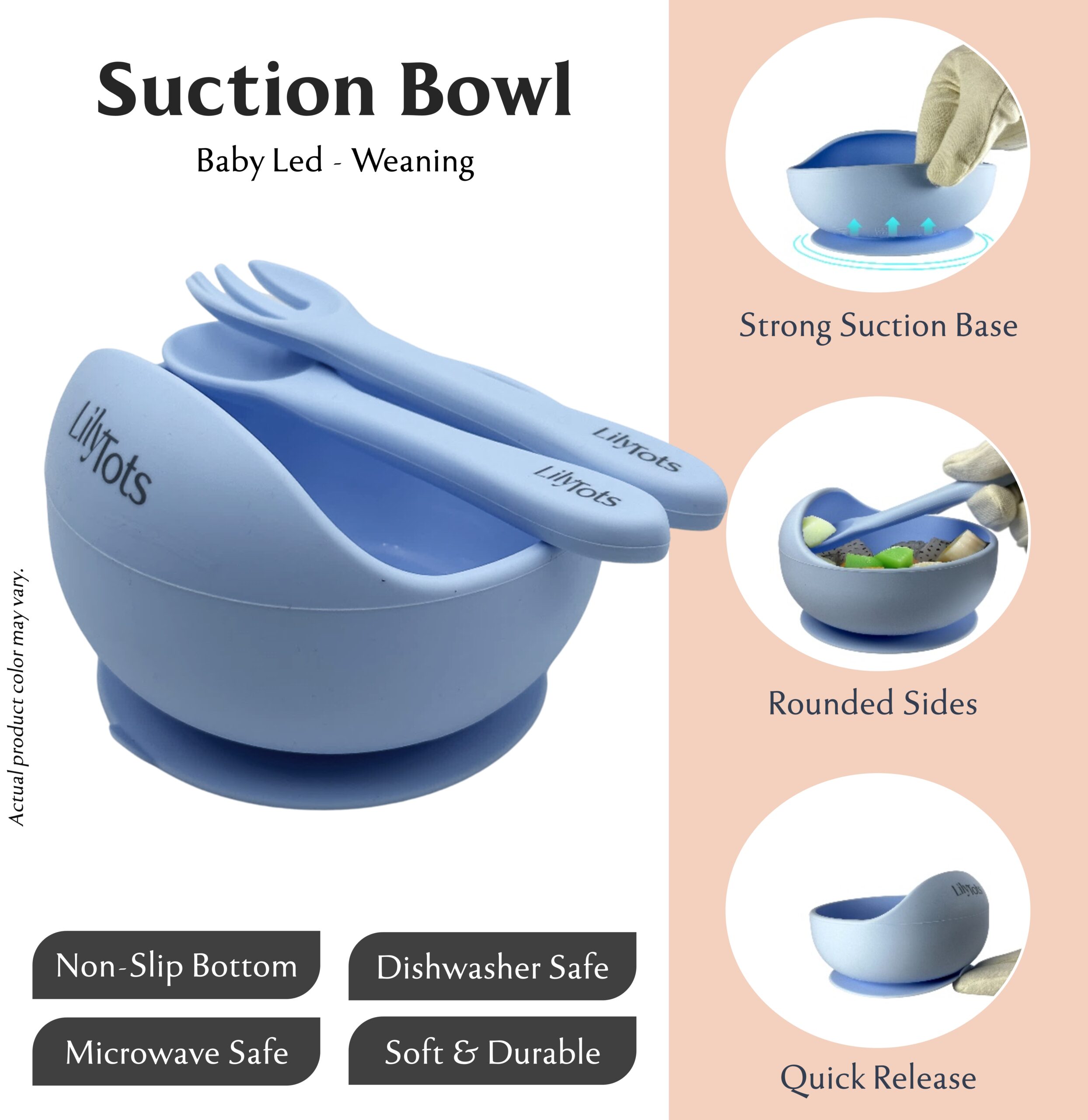 Functional Silicone Baby Bowl and Baby Spoon Set for BLW