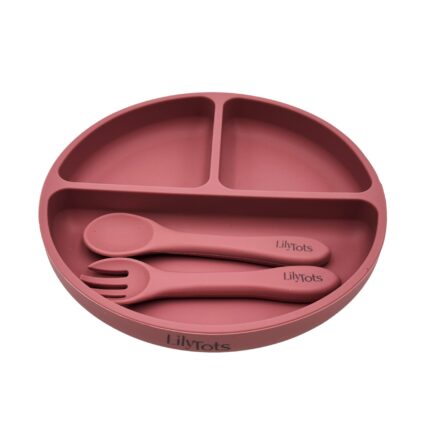 Lily-Tots-LilyTots-Silicone-Silicon-Feeding-Tableware-Set-Plate-Spoon-Fork-Utensils-Meal-Food-Baby-Babies-Child-Kid-Little-one-Toddlers-Self-Weaning-Neo-Wave-NeoWave-Retail-Rose-Taupe